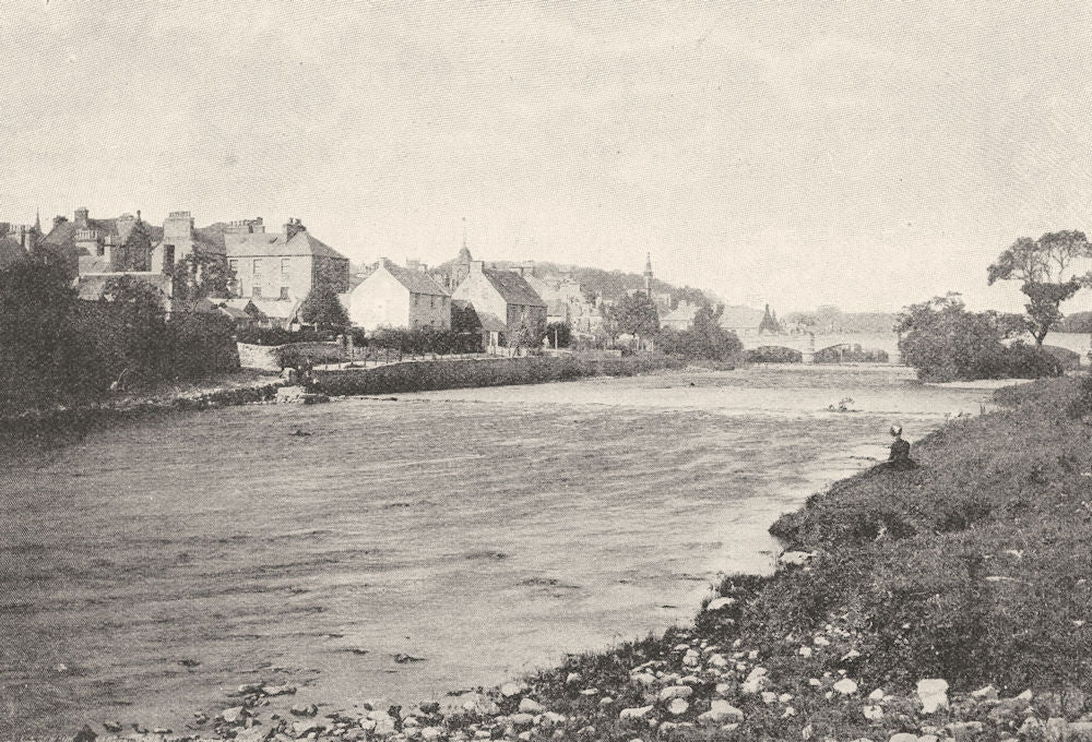 SCOTLAND. The Cree at Newton Stewart 1901 old antique vintage print picture